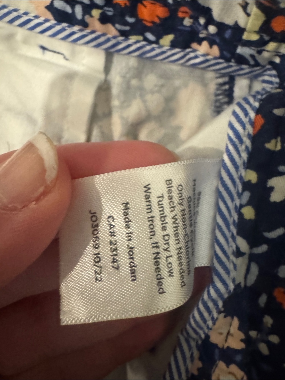 Talbots Navy Floral Cotton Blend Bermuda Shorts with Orange Accents - Picture 4 of 5